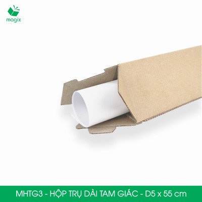 MHTG3 - D5x55 cm - 100 Hộp trụ dài tam giác thay thế ống giấy - Hộp carton đóng gói hàng