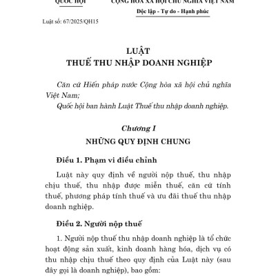 Luật thuế thu nhập doanh nghiệp năm 2025 - bản in 2025