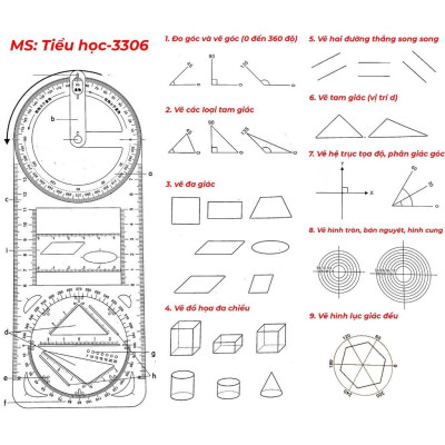 Bộ Thước Kẻ Đa Năng Dễ Sử Dụng Xoay 360 Độ