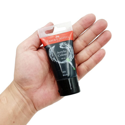 Tuýp màu vẽ acrylic 30ml black (đen) Faber 183099