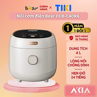 Nồi cơm điện Bear DFB-C40K6 - Dung tích 4L, Chống dính, Cài đặt Hẹn giờ - HÀNG CHÍNH HÃNG