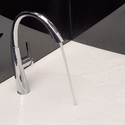 Vòi rửa chén nóng lạnh, dây kéo 2 chế độ Eurolife EL-KM07 (Trắng bạc)