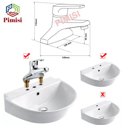 Vòi Nước Nóng Lạnh Pimisi PV-100C Của Chậu 3 (2 Chân) Treo Tường, Dùng Trong Nhà Tắm Cho Lavabo Nhỏ | Chính Hãng
