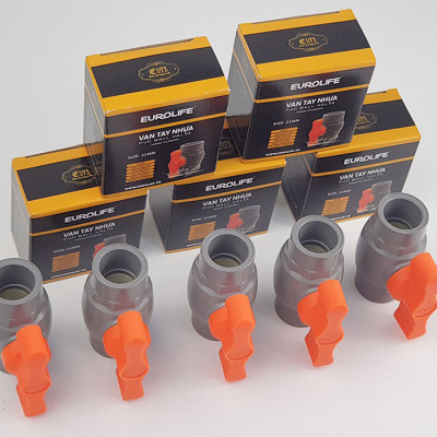 Van uPVC thân đúc bi nhưa ABS 21, 27, 34, 42, 49, 60mm Eurolife EL-VN (tay cam)