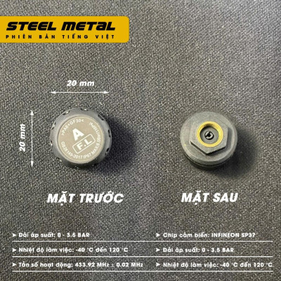 Bộ cảm biến áp suất lốp ô tô xe hơi Tiếng Việt bản cao cấp STEELMETAL S5 Màn LCD Pin năng lượng mặt trời