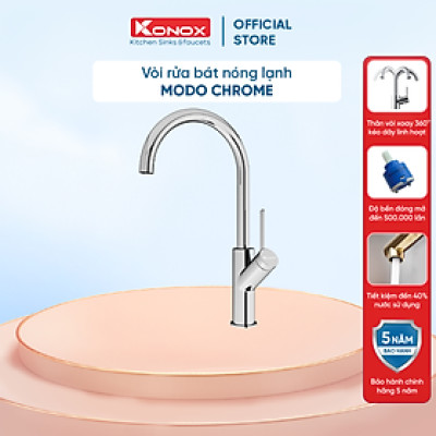 Vòi rửa bát nóng lạnh KONOX Modo Grey, bề mặt xử lý mạ PVD mạ vân đá, lõi hợp kim đồng 61% tiêu chuẩn Châu Âu CW617N