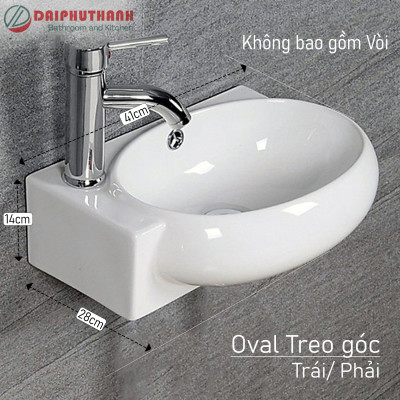 Lavabo Treo Góc Nhỏ Gọn KAZTA KZ-CL10GC- Lòng chậu hình Oval