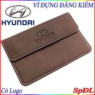 VÍ DA ĐỰNG ĐĂNG KIỂM, GIẤY TỜ Ô TÔ CAO CẤP in dập nổi logo hãng xe Hyundai kích thước 19x12cm
