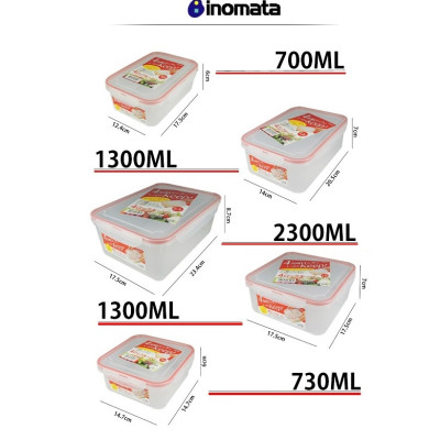 Bộ 05 hộp thực phẩm inomata (700ml + 1300ml + 730ml + 1300ml + 2300ml) hàng nội địa Nhật Bản