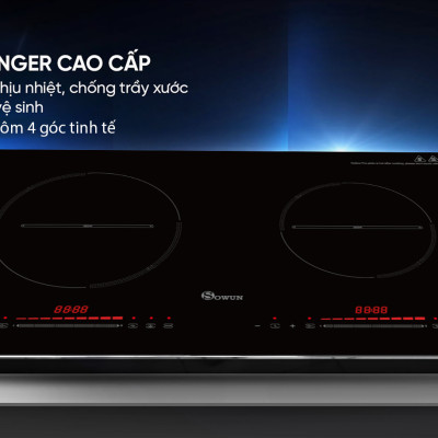 Bếp Điện Từ Đôi Nhập Khẩu SOWUN SW1222 ,Mặt Kính CERAMIC Cao Cấp Chịu Được Nhiệt Độ Cao