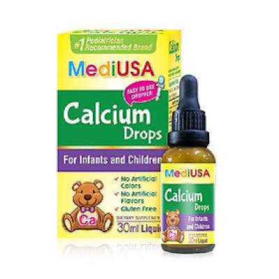 MediUSA Calcium Drops - Thực Phẩm Chức Năng bổ sung Calcium giúp Xương, răng chắc khỏe, giảm nguy cơ còi xương ở trẻ - Hàng chính hãng