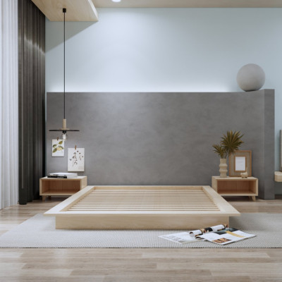 Giường ngủ gỗ CT14 Tundo màu vàng nhạt