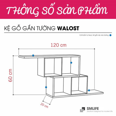 Kệ trang trí gỗ kiểu dáng nhỏ gọn SMLIFE Walost