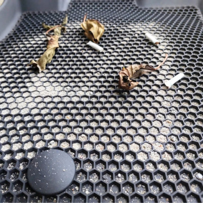 Thảm 2 lớp (sd3)dạng lưới lục giác Hyundai Creta (đen) - bề mặt cao su siêu sạch - Macsim