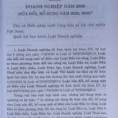 Luật Doanh nghiệp năm 2020 (sửa đổi, bổ sung năm 2022, 2025)