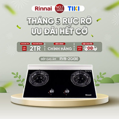 Bếp gas âm đầu đốt trong Rinnai RVB-2Gi(B) mặt bếp kính và kiềng bếp men - Hàng chính hãng