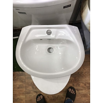 COMBO Chậu rửa mặt treo tường cỡ nhỏ GL4035CS - 40x35 cm, vòi rửa mặt đồng mạ crom lanh (đẹp, nhẹ nhàng tinh tế); chậu viền chống tràn