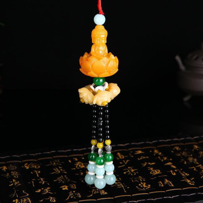 Dây Treo Xe Ô Tô Phong Thủy Tượng Đức Phật Ngự Đài Sen Màu Vàng