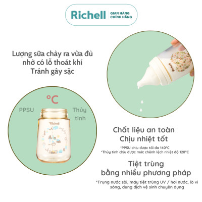 Bình sữa RICHELL Hanaemi Nhật Bản PPSU và Thủy tinh | Baby