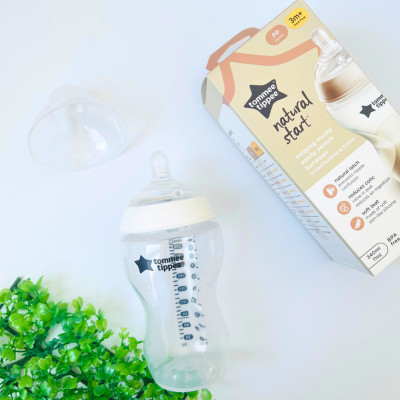 Bình Sữa Ty Siêu Mềm Tự Nhiên Tommee Tippee Natural Start 340ml, Núm Ty Của Bình 3-6 Tháng