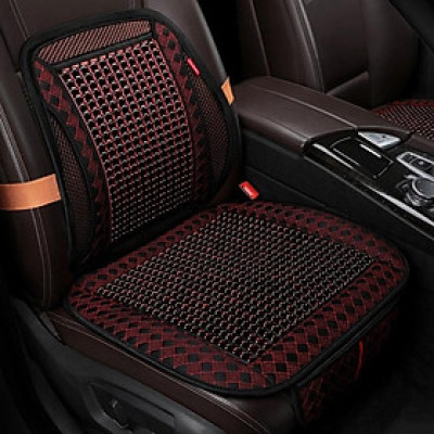 Bộ Tựa Lưng Và Lót Ghế Ô Tô Có Hạt Gỗ Massage Cao Cấp