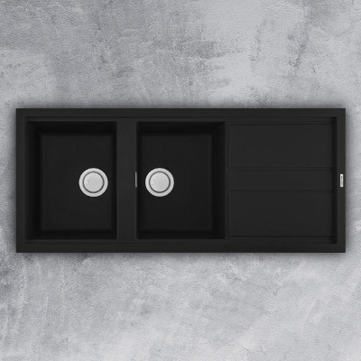 Chậu Rửa Chén Đá Malloca Nero K-50040 (Đen) - Ngang 116cm - Phủ Nano Bạc - Hàng Chính Hãng