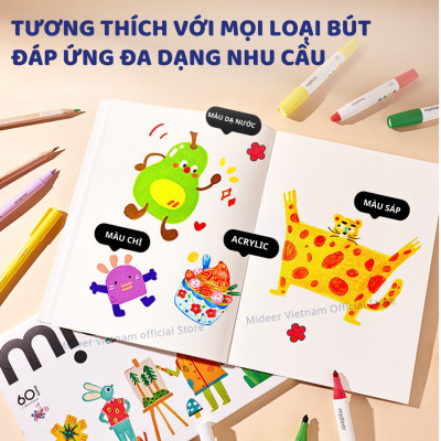 Giấy vẽ A4, tập giấy vẽ màu nước cứng dày Mideer Doodle Drawing Book