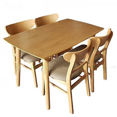 Bộ Bàn Ghế Ăn HT 08.2 MÀU GỖ TỰ NHIÊN 4 Ghế