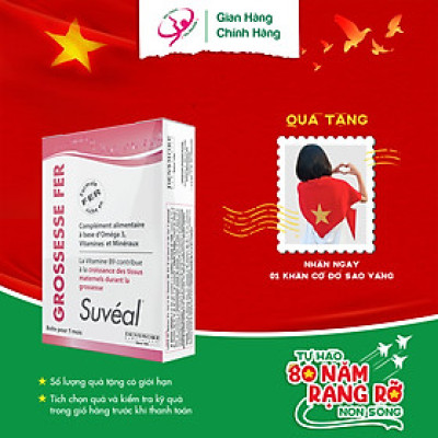 Suvéal Grossesse - Fer: Vitamin Tổng Hợp Cho Bà Bầu Cao Cấp Từ Pháp, Bổ Sung Đầy Đủ Vitamin Khoáng Chất, Ngăn Ngừa Dị Tật Thai Nhi, Tiền Sản Giật Và Tiểu Đường Thai Kỳ, Không Gây Táo Bón