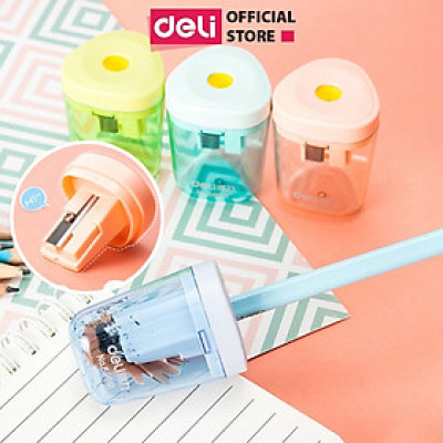 Gọt Bút Chì, Chuốt Bút Chì Mini DELI Lưỡi Thép Không Gỉ, Cắt Bén, Hạn Chế Gãy Ngòi Chì. 