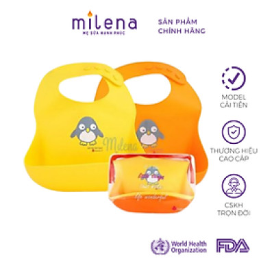 Bộ 2 Yếm Ăn Dặm Kích Thích Ngon Miệng NatureBond Cao Cấp, Chất Liệu SiliCone Thực Phẩm, An Toàn Cho Bé, Loại Yếm Có Máng, 2 Màu Hấp Dẫn, Kèm Túi Đựng Chống Thấm Nước