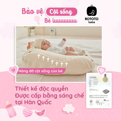 Gối chống trào ngược cho bé Rototo Bebe cao cấp nhập khẩu - Loại Cotton