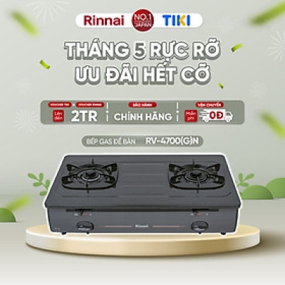 Bếp gas dương Rinnai RV-4700(G)N mặt bếp men và kiềng bếp men - Hàng chính hãng.