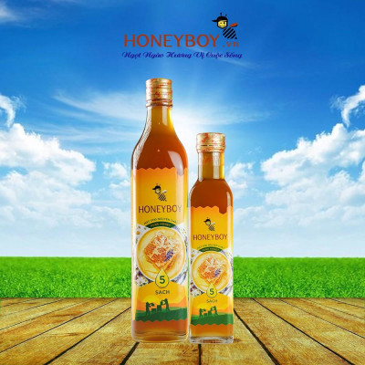 Combo Mật Ong Thiên Nhiên 5 Sạch Honeyboy 500ml và Mật Ong Thiên Nhiên 5 Sạch Honeyboy 250ml