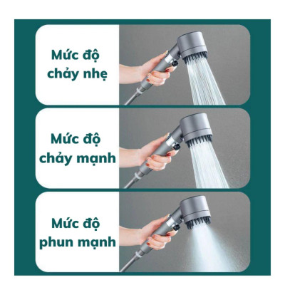 Vòi Sen Tăng Áp, Đầu Vòi Hoa Sen Mát Xa 4 Trong 1, 3 Chế Độ Áp Suất Cao Tiết Kiệm Nước, Lõi Cotton Lọc Cho Nhà Tắm - HÀNG chính hãƞg MINIIN