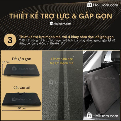 Đệm Nằm ô tô VINFAST LUX A2.0 - Thiết kế 4 Khay Dọc Trợ Lực - Đệm không bơm như đệm hơi ô tô