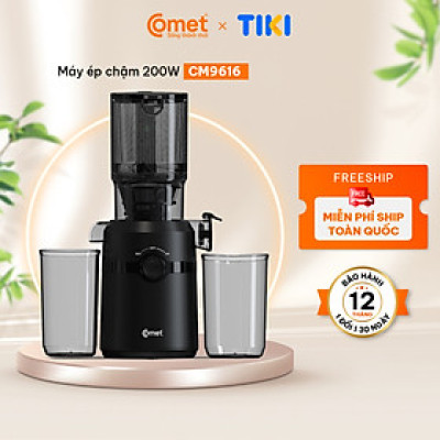 Máy ép chậm Comet CM9616 – Công suất 200W, dung tích 600ml, ép kiệt bã 98%, miệng ép lớn 108mm – Hàng chính hãng bảo hành 12 tháng 