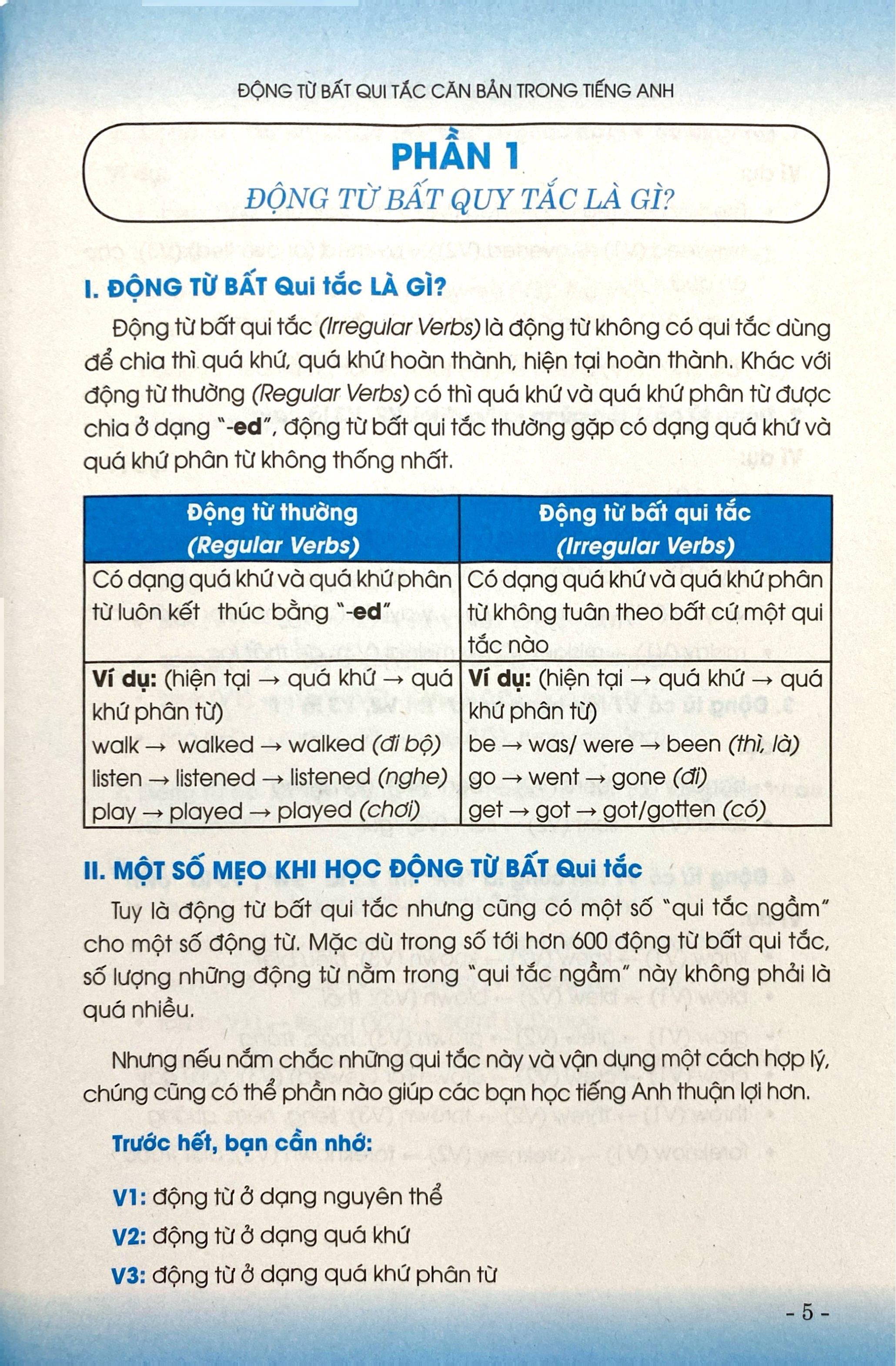 Sách - Động Từ Bất Qui Tắc Căn Bản Trong Tiếng Anh