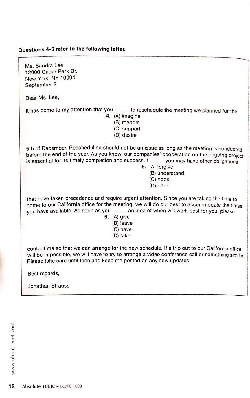 Absolute TOEIC LC/RC 1000 (Kèm CD)