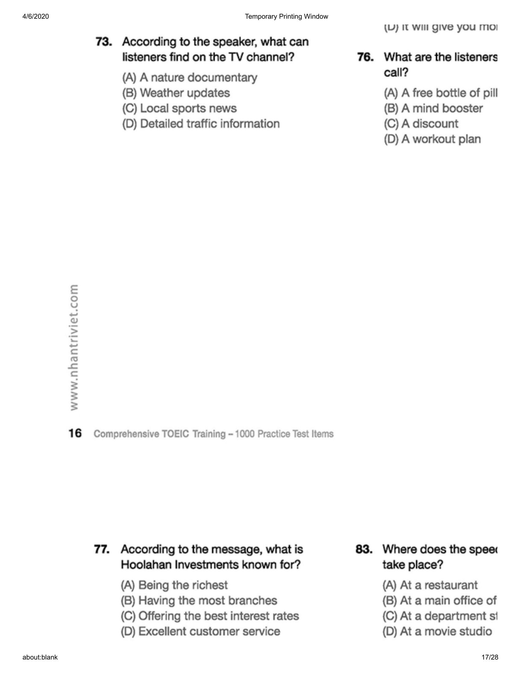 Comprehensive Toeic Training 1000 Practice Test Items (Vol 3) - Kèm CD