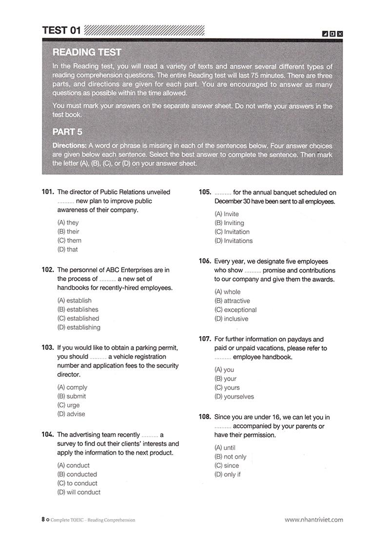 Complete TOEIC Reading Comprehension