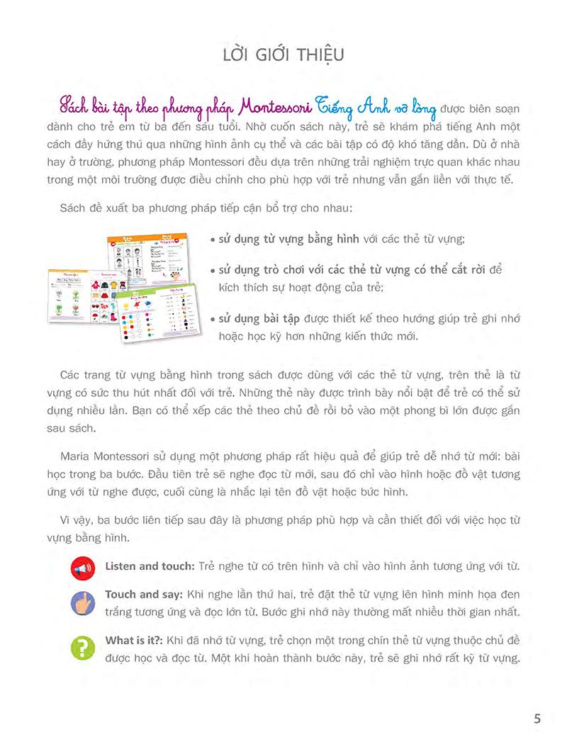 Sách Bài Tập Theo Phương Pháp Montessori - Tiếng Anh Vỡ Lòng (Kèm file MP3)