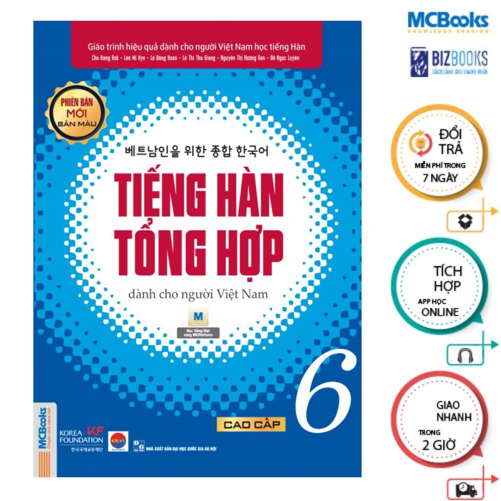 Sách - Tiếng Hàn Tổng Hợp Dành Cho Người Việt Nam - Cao Cấp 6 - Sách Bài Học + Bài Tập - Bản Màu - Combo 2 Cuốn - MCBooks