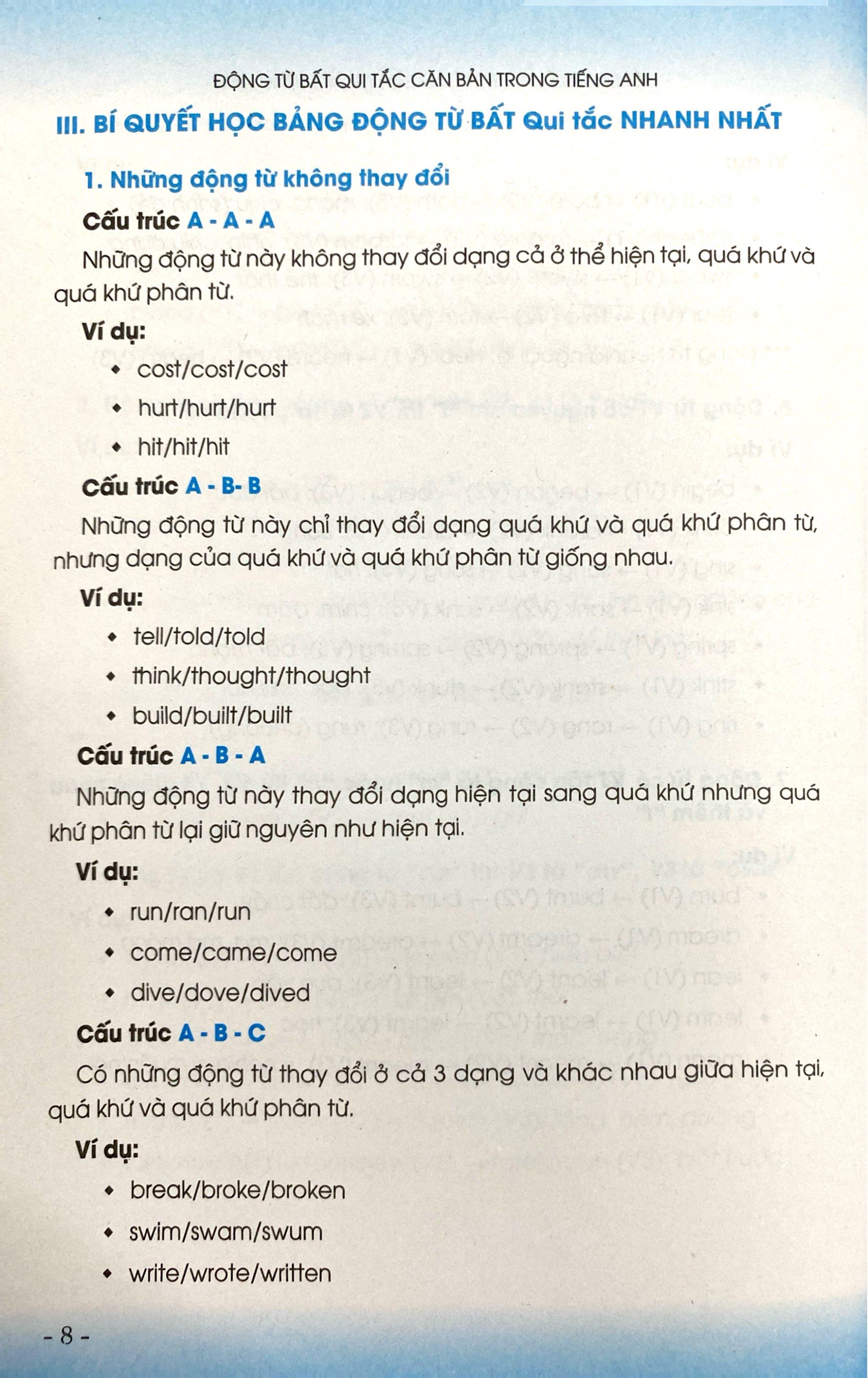 Sách - Động Từ Bất Qui Tắc Căn Bản Trong Tiếng Anh