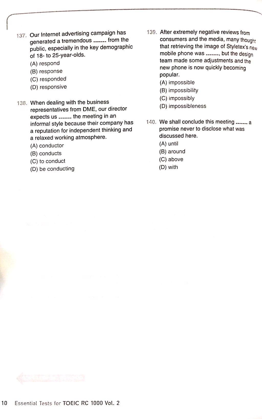 Essential Test For TOEIC RC 1000 Vol 2 (Không CD)