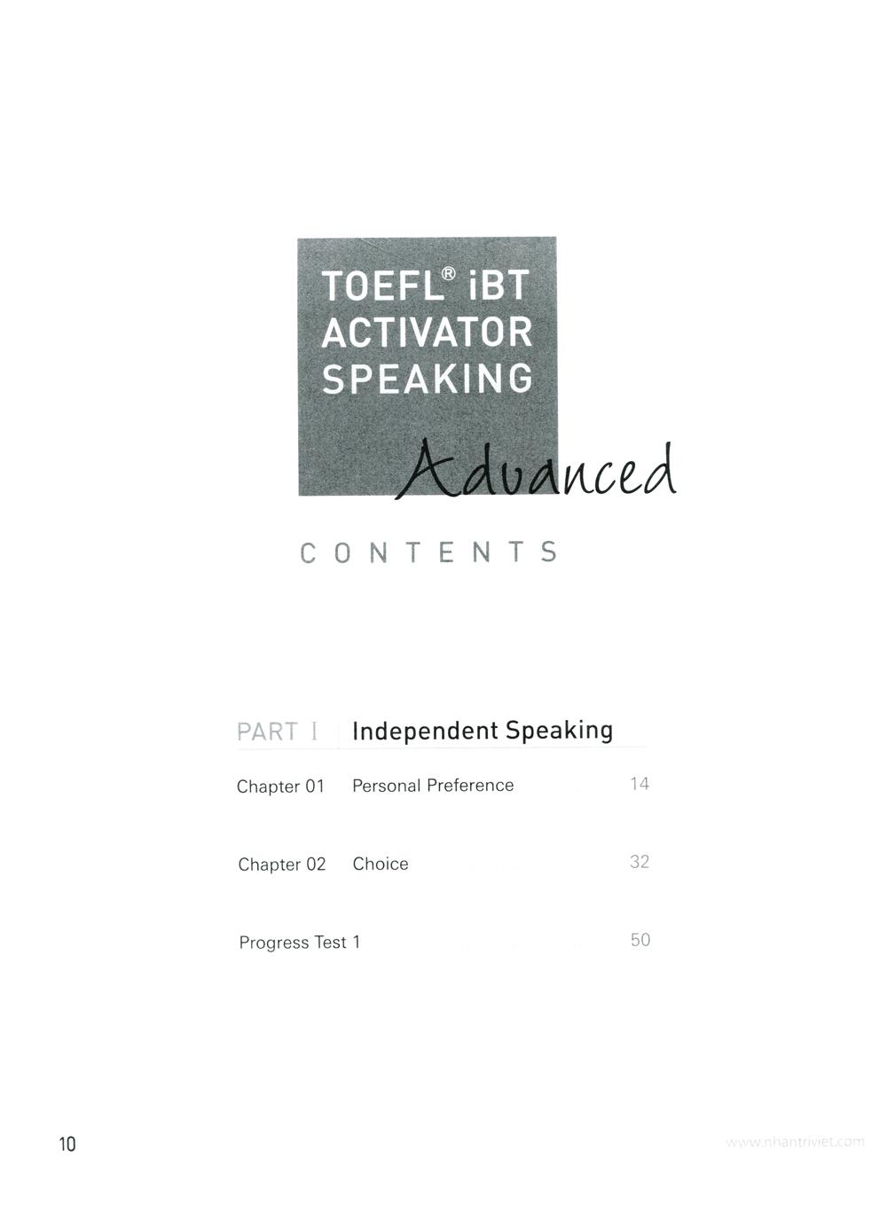 TOEFL iBT Activator Speaking Advanced (Kèm CD)