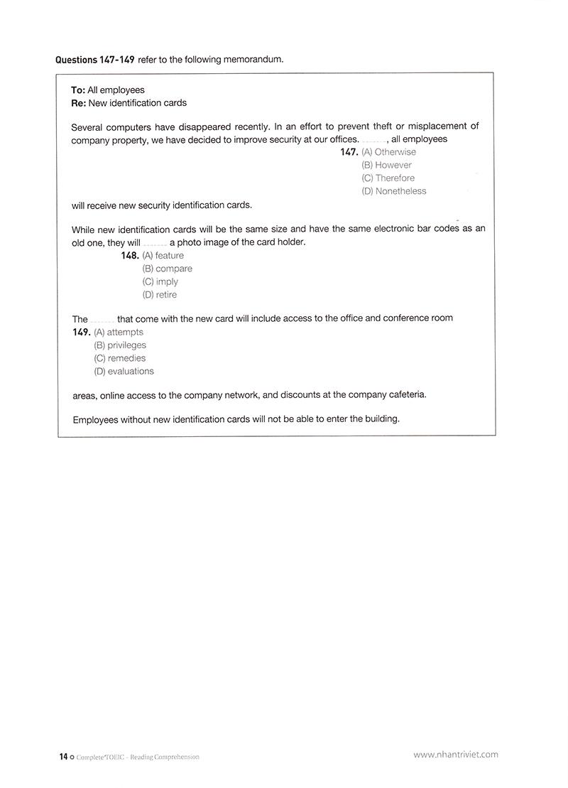 Complete TOEIC Reading Comprehension