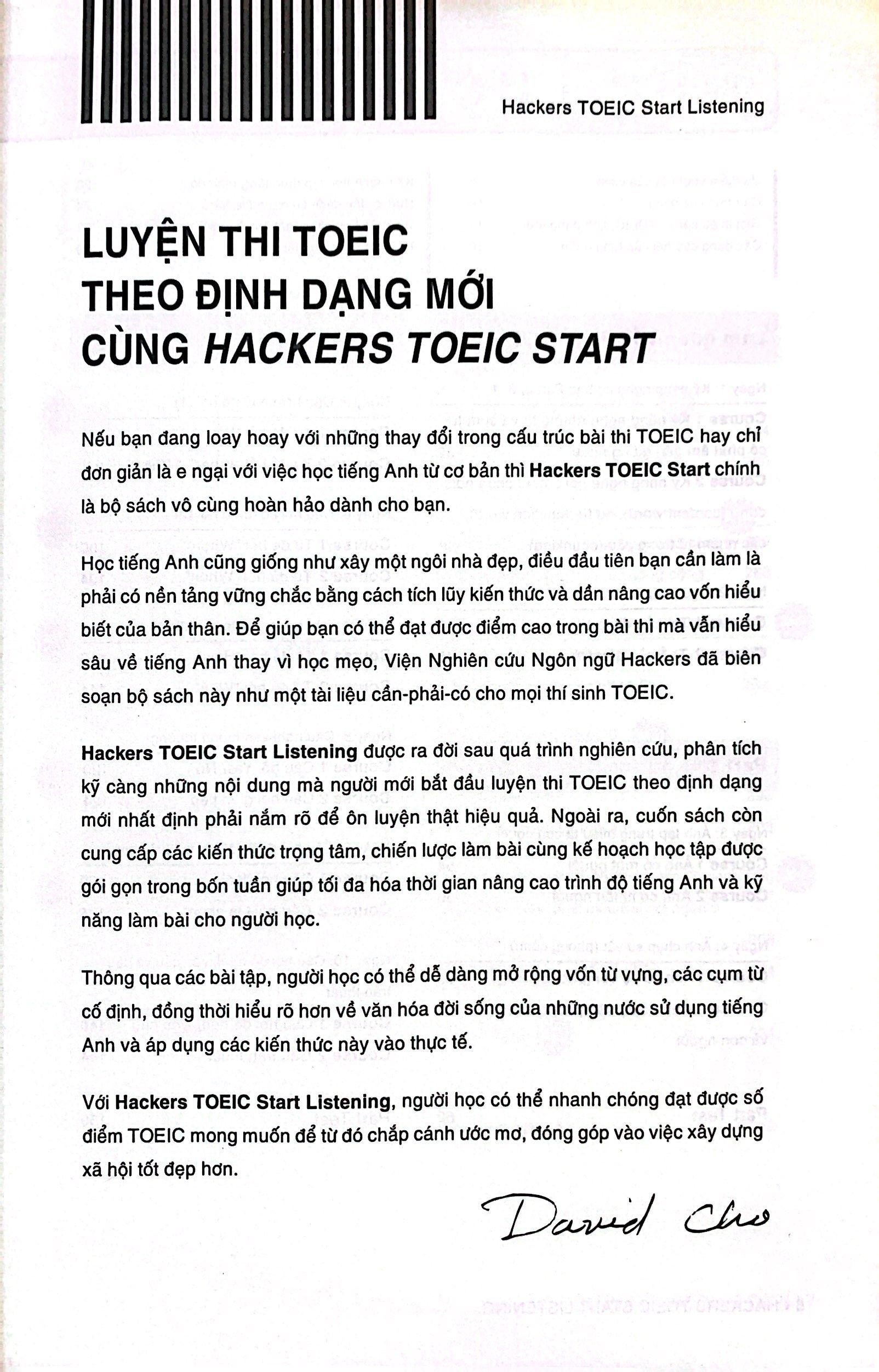 Hackers Toeic Start Listening - 30 Phút Tự Học Toeic Mỗi Ngày