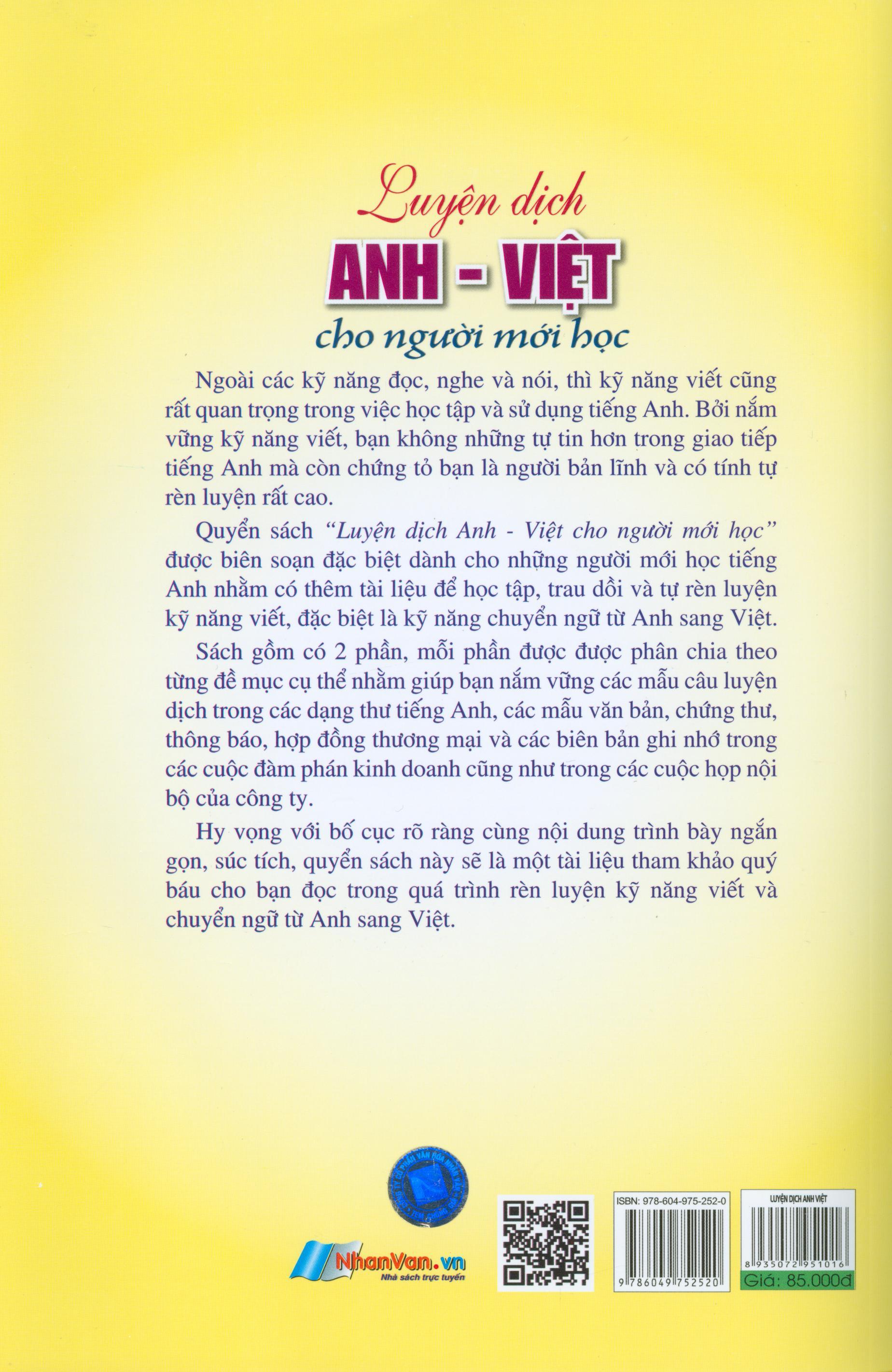 Luyện Dịch Anh - Việt Cho Người Mới Học