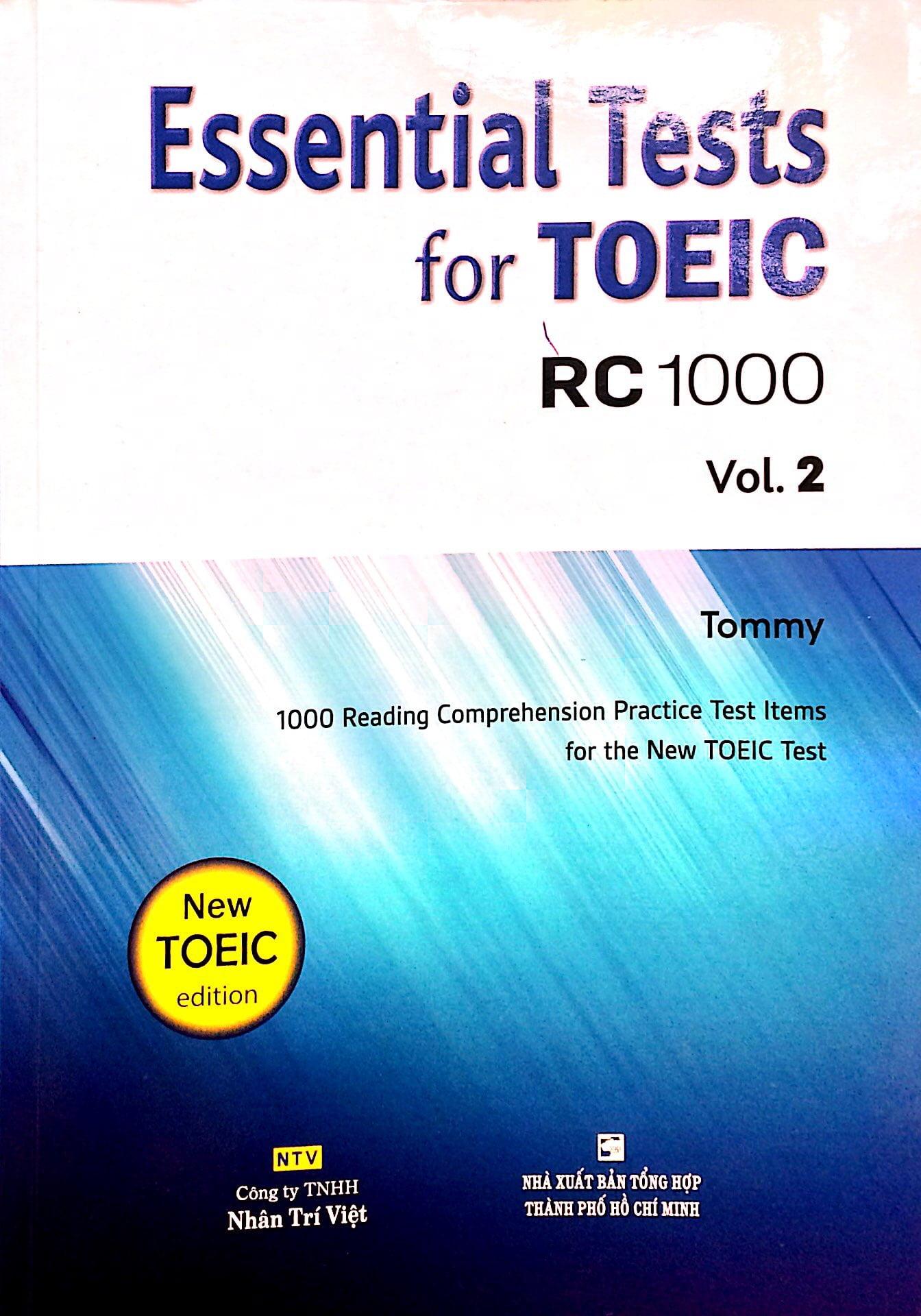 Essential Test For TOEIC RC 1000 Vol 2 (Không CD)